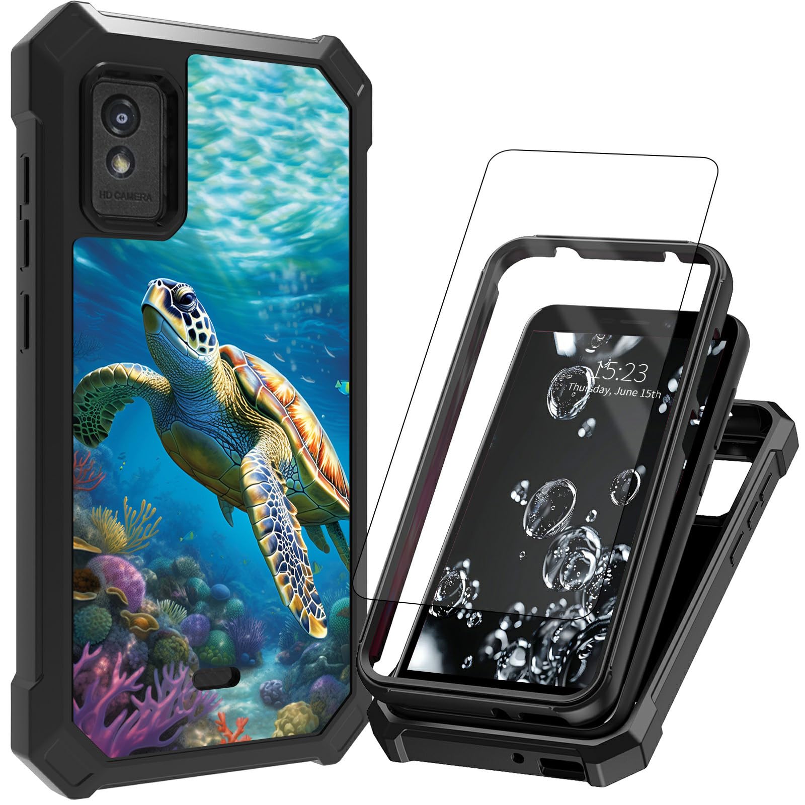 ACWDMKH for BLU Studio Mini 2023 Phone Case,with Screen Protector Rugged Dual Layer Protection Cover Shockproof Corner Silicone Bumper Phone Case for