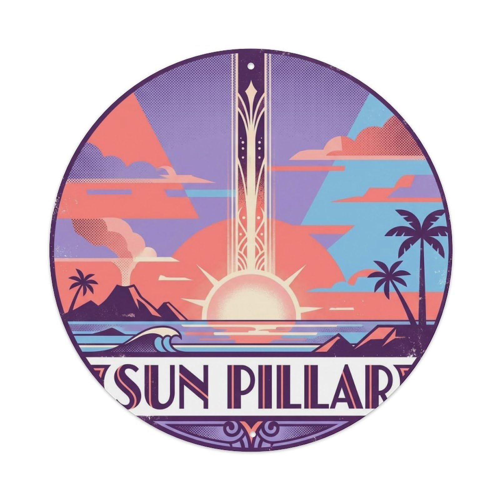 Hawaii Sun Pillar Volcanic Island Sky Tropical Metal Tin Sign