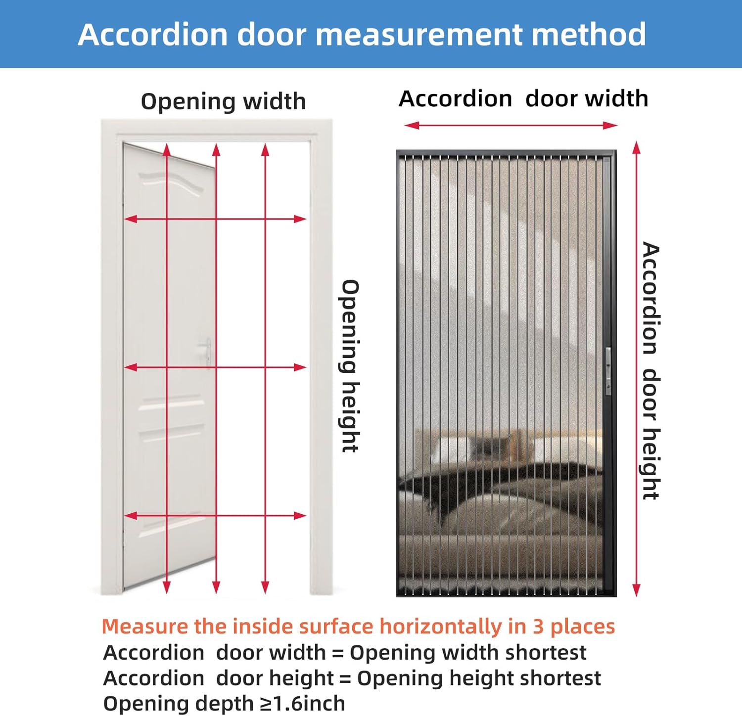 Heavy-Duty Accordion Door Interior, Retractable Folding Door with Black Aluminum Frame and Security lock, Waterproof and Heat Insulation, Customized Sizes for Any Opening(Frosted Panel
