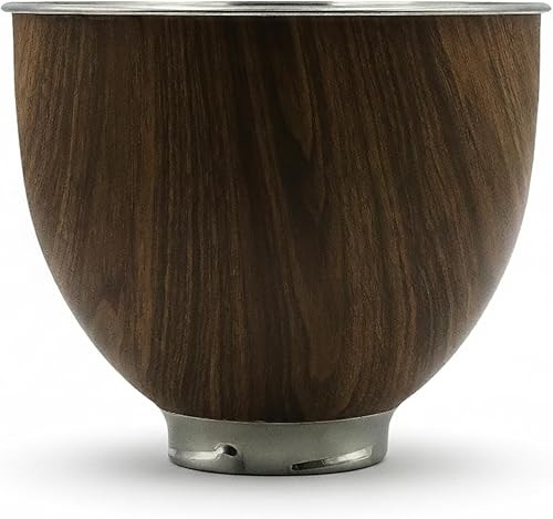 Kitchenaid - Tazón mezclador de acero inoxidable de 5 cuartos de galón para batidora de pie inclinable clásica y artesanal, textura de madera, apto