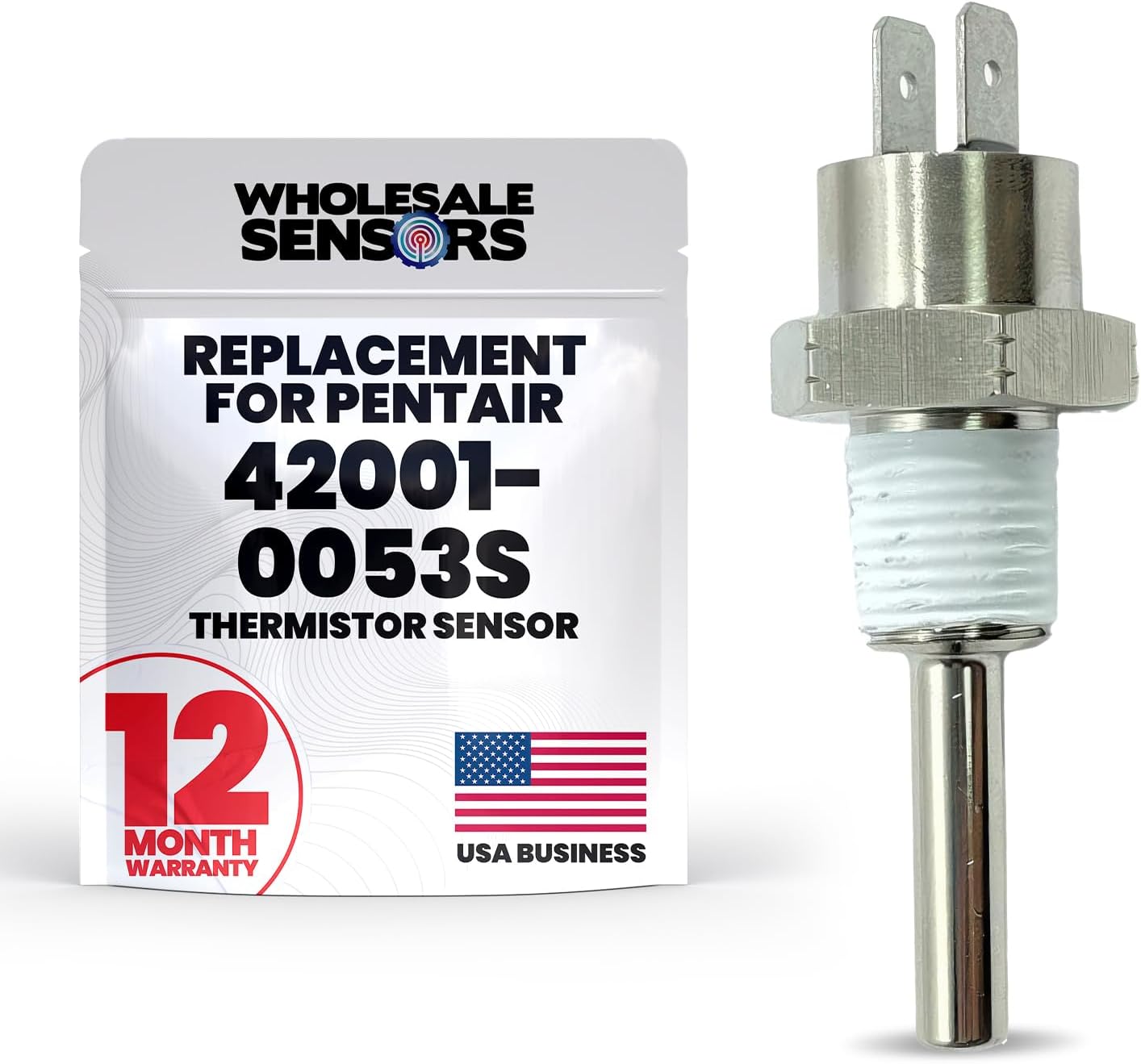 Wholesale Sensors Replacement Pentair 42001-0053S Heater Thermistor Sensor for Spa & Pool 12-Month Warranty & USA Support