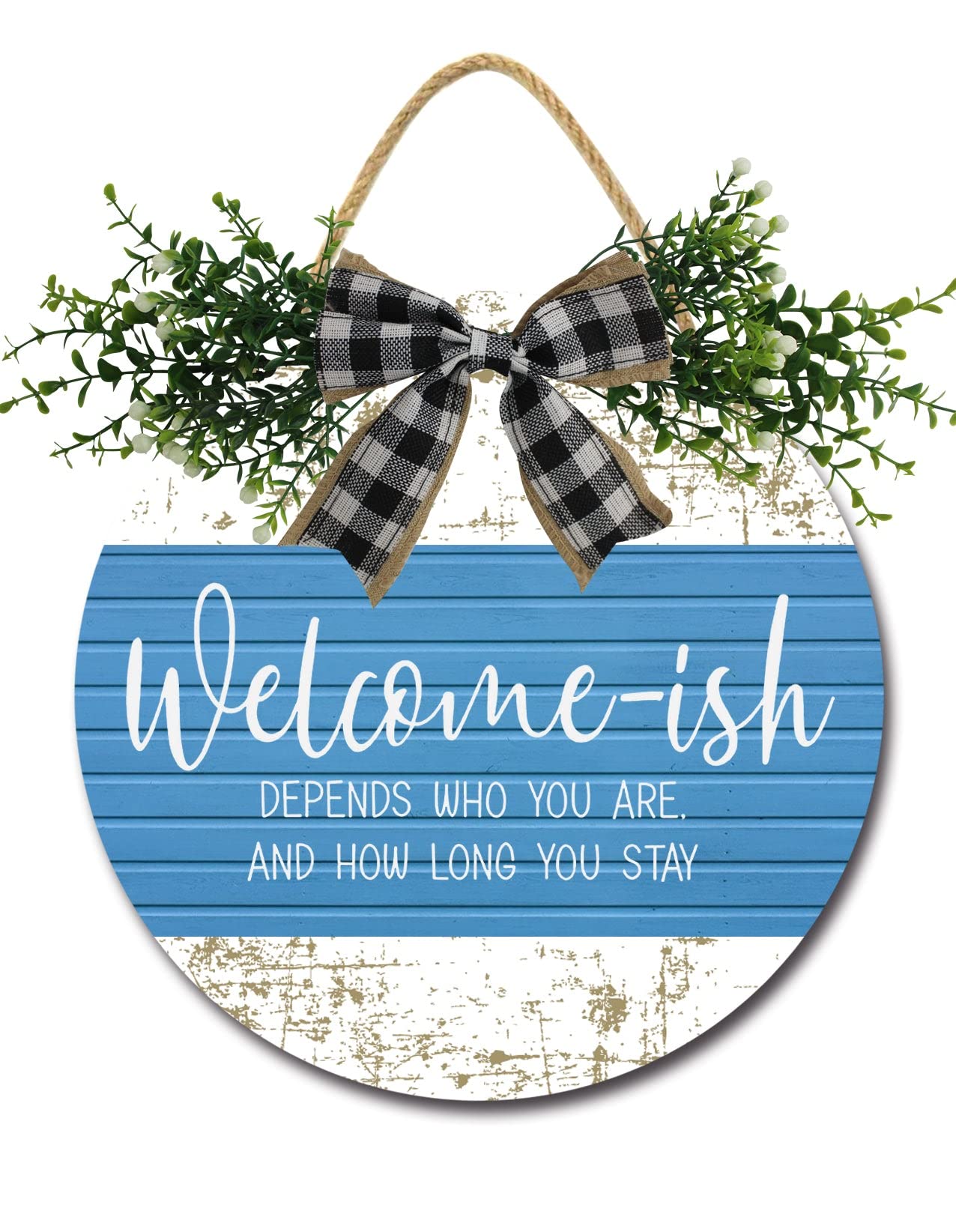 TYmall Welcome-Ish Sign,Welcome-Ish Front Door Sign,Rustic Farmhouse Decor Home Sign 12 x 12 Inch (Vintage Style)