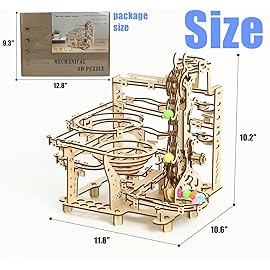 Wooden Marble Run 3D Puzzle - Wood Crafts Mechanical Marble Run Assembly Building Model Kits - Wooden Puzzle DIY Brain Teaser Puzzles - Christmas Birthday Gifts for Adults & Teens