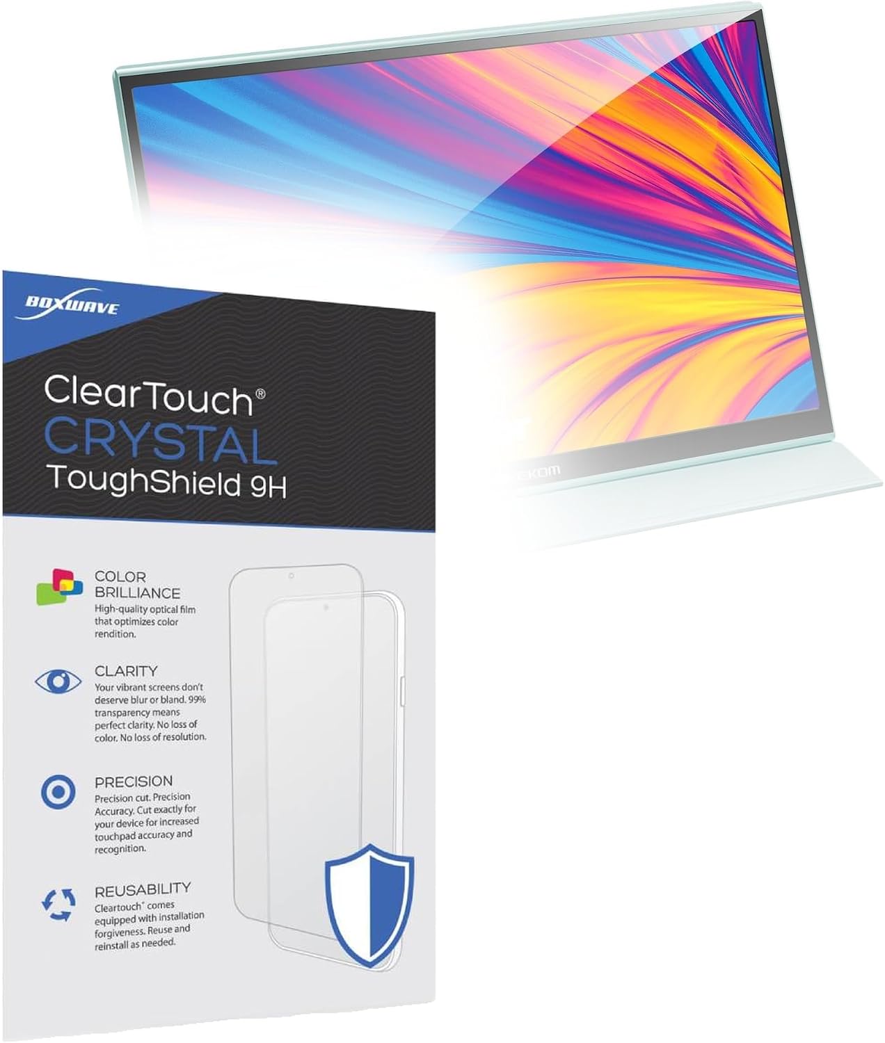 BoxWave Screen Protector Compatible with GEEKOM PM16 Portable Monitor (16 in) - ClearTouch Crystal ToughShield 9H (2-Pack), Clear 9H Tough Flexible Film Screen Protector