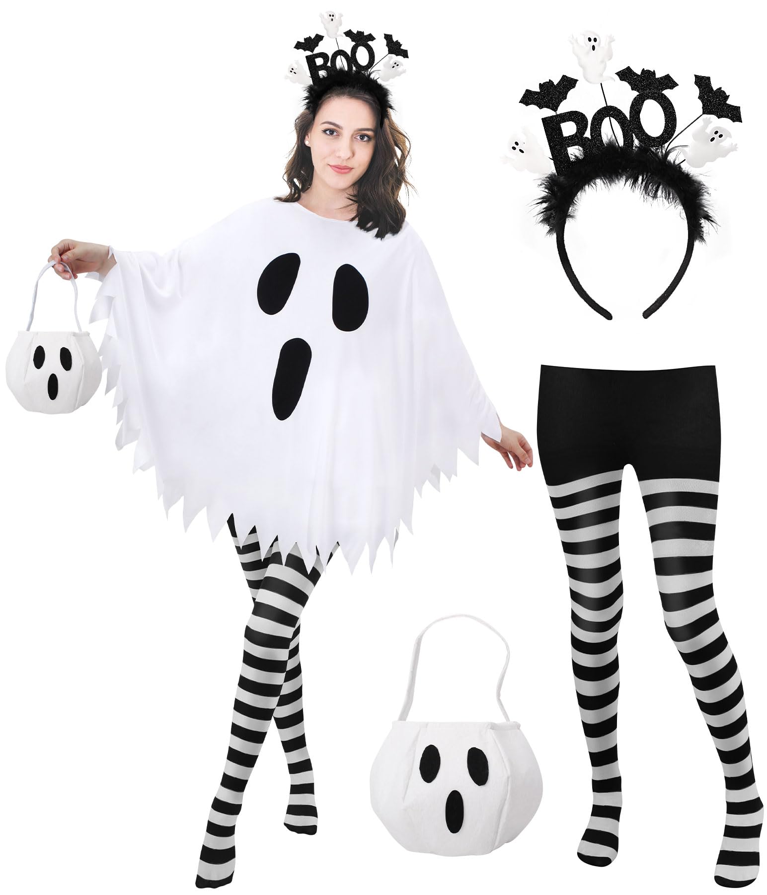 4 Pcs Ghost Costume Adult Set