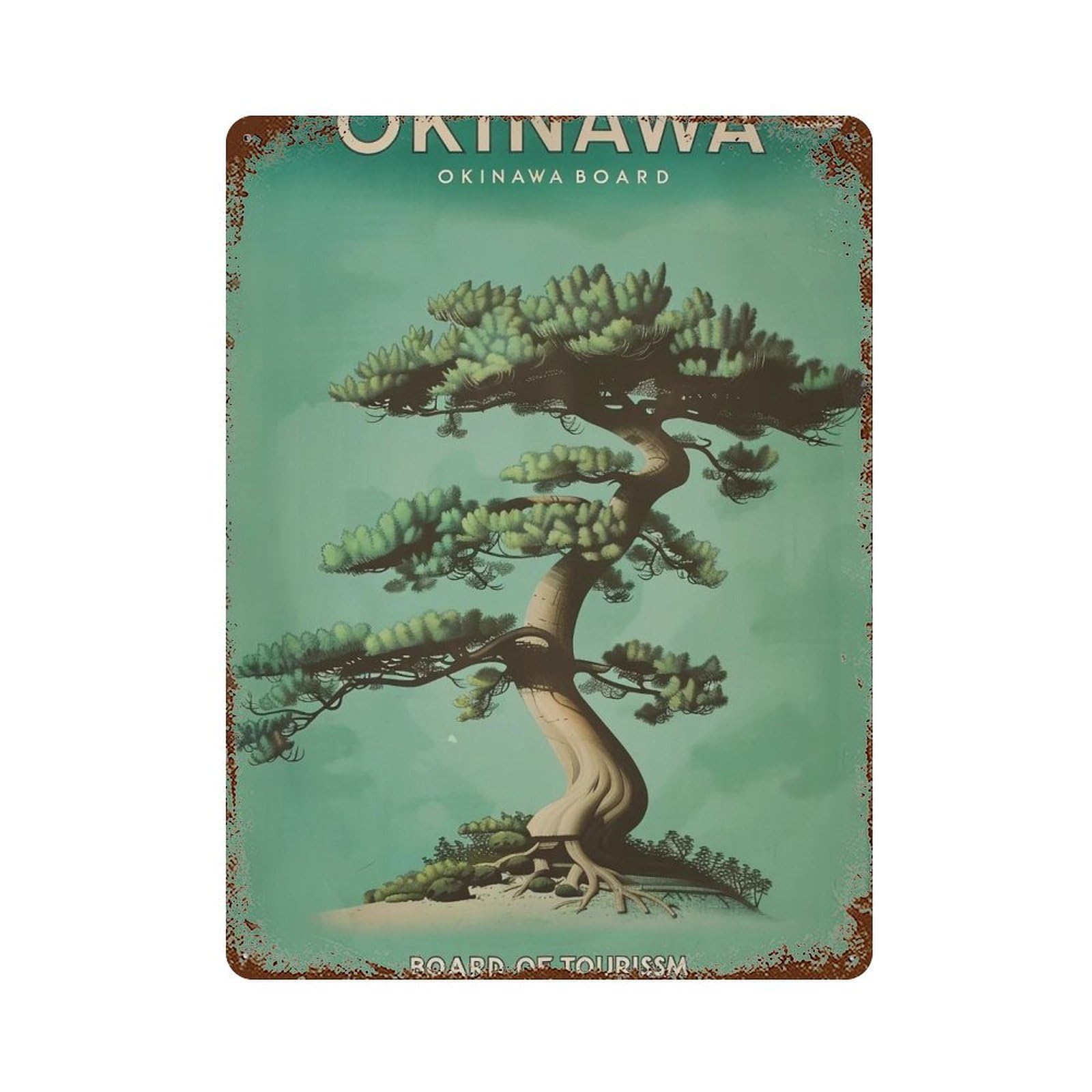 FHUYEURHRY Okinawa-Vintage-Travel_03 Wall Decor Retro Iron Vintage Art Metal Tin Sign Poster Modern Home Cofffee Club Art Bar Shop Decorations Style 40x30cm