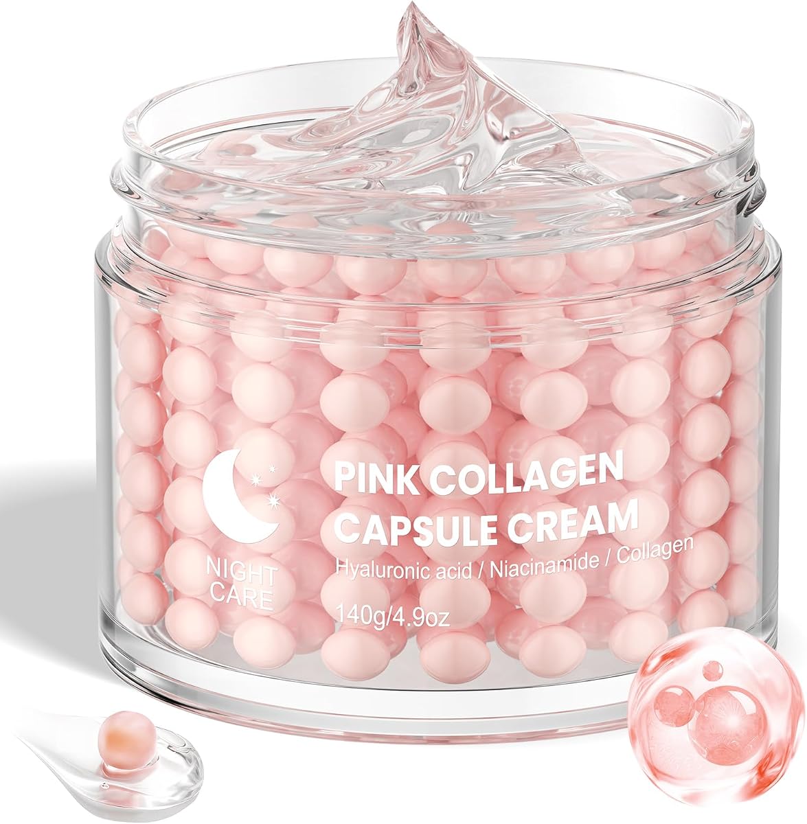 Pink Moisturizer Capsule Face Cream for Radiant And Plump Skin,Reduce Fine Lines – With Hyaluronic Acid And Hydrolyzed Collagen, 4.9 oz