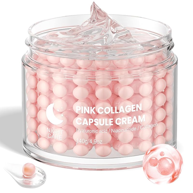 Creme facial hidratante em cápsulas rosa AOPEIBOTO com ácido hialurônico e colágeno hidrolisado, 140 g