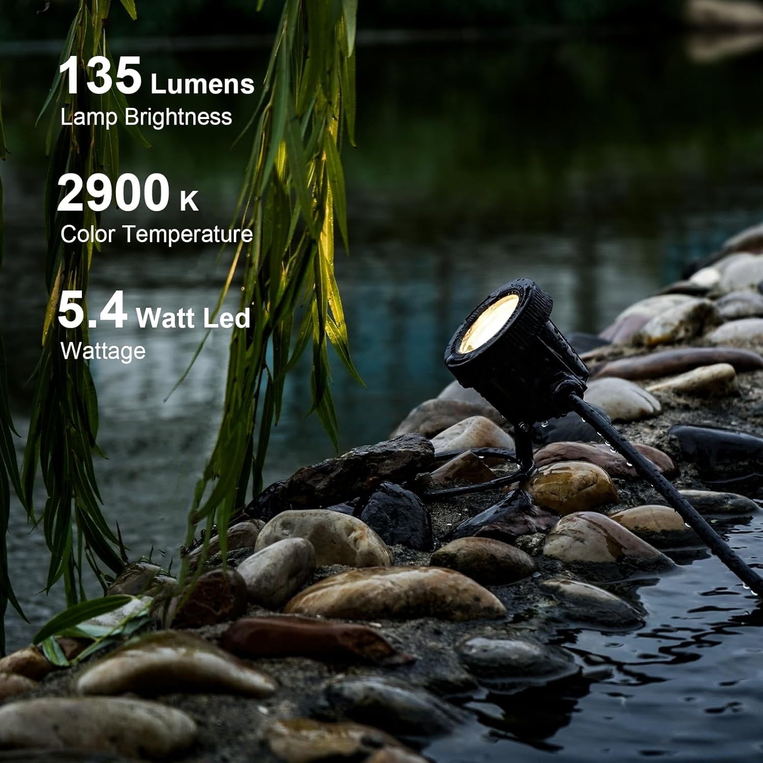 GOODSMANN Landscape Lights 4PK Low Voltage Pond Lights Led Underwater 12V AC Underwater Lights for Fountain Warm White 5.4W 135 Lumen Submersible Led Lights Work with Low Voltage Transformers