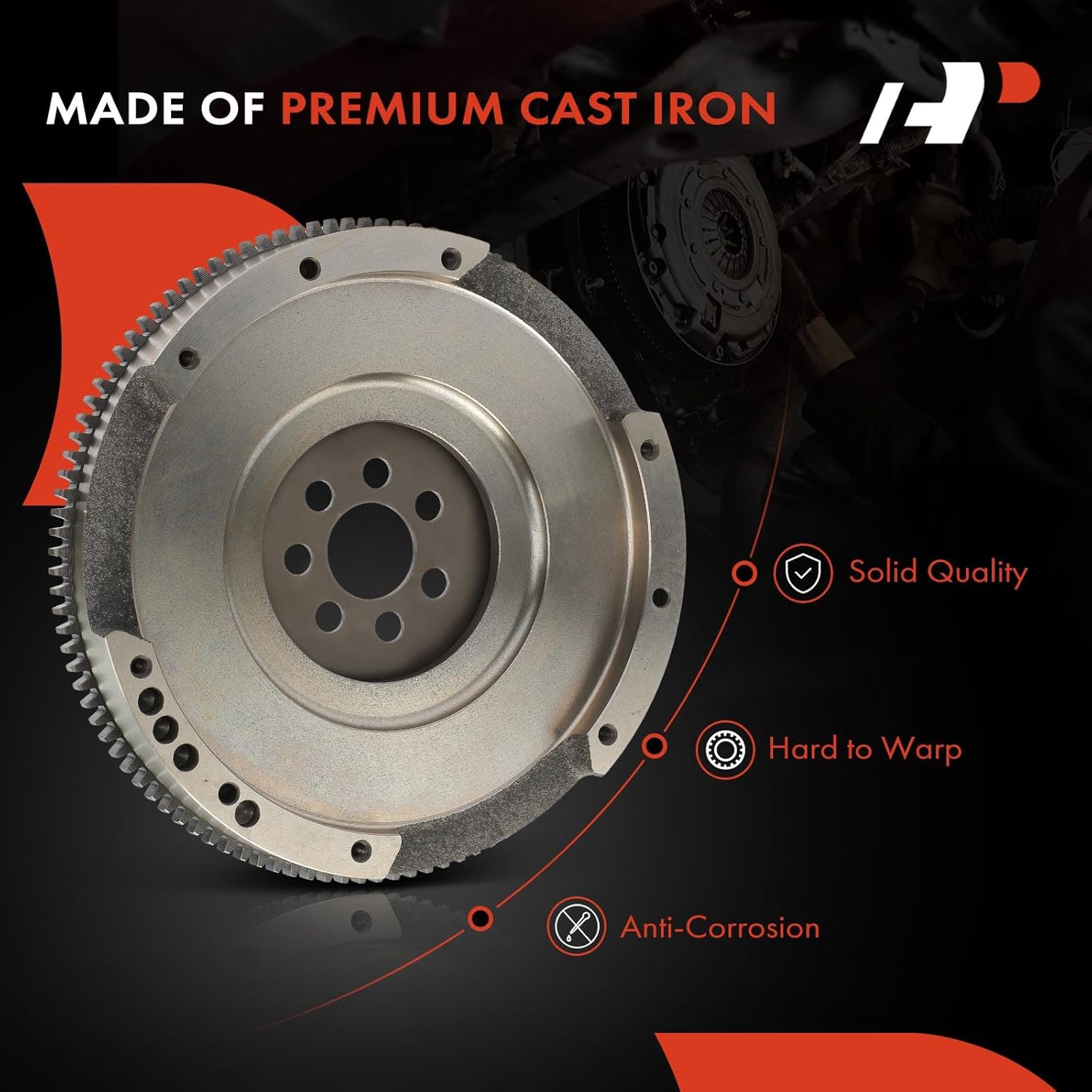 A-Premium Clutch Flywheel Compatible with Chrysler Sebring 2001-2005 & Mitsubishi Eclipse 2000-2005 & Dodge Stratus 2001-2002 2004-2005, 2.4L, 6 Bolt Holes, 110 Teeth, Manual Transmission