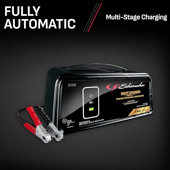 Schumacher Electric Battery Charger and Maintainer, SC1320, 3-in-1, Fully Automatic, 6 Amps, 6 Volt, 12 Volt, for Car, SUV, Truck, and Marine Batteries (Pack of 2)