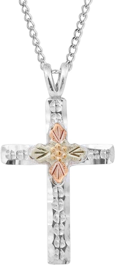 Black Hills Gold Silver Cross Necklace 