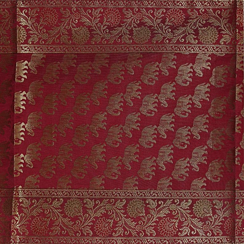 Image of Living Room Decor Handmade Banarasi Silk Table Runner for Center /Dining Table (16 x 60 Inches) (Heavy Zari Brocade ) (Red)