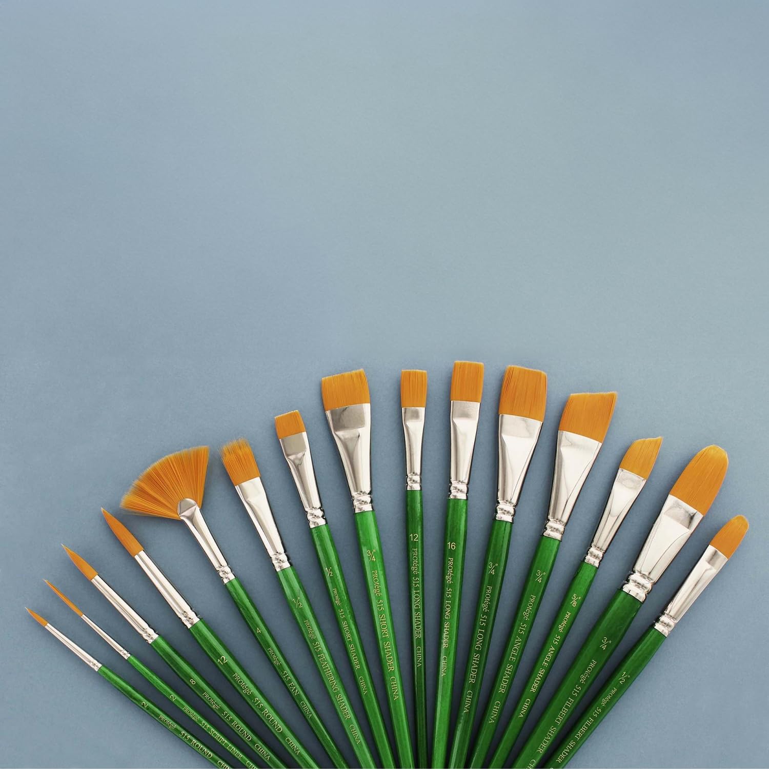 Connoisseur Goldfarbenes Nylon-Pinsel-Set mit kurzem Griff, 15-teilig