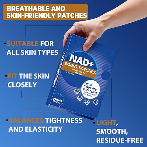 Miniatura 3 de Parches NAD+ cómodos y fáciles de llevar todo el día, veganos, resistentes al agua, 60 parches