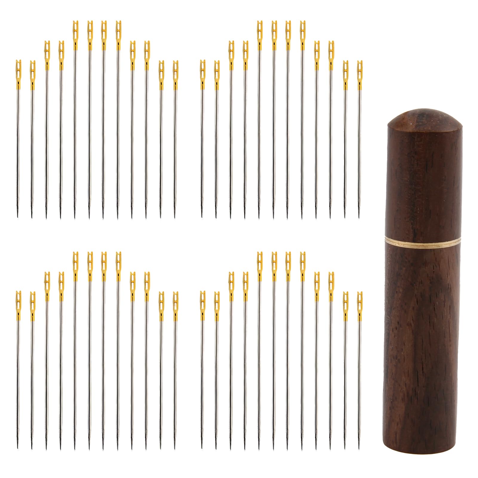 48PCS Self Threading Sewing Needles Set,Easy Thread Needles for Hand Sewing, Embroidery, Cross Stitch and Weaving,3 Sizes, Double Hole and Side Slot Needles for DIY Needlework and Craft Projects
