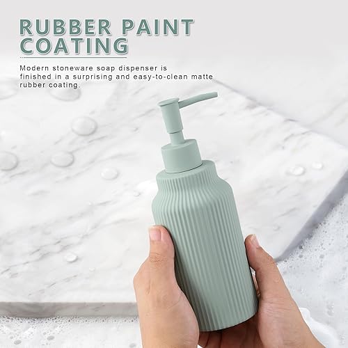 Miniatura 3 de Dispensador de jabón moderno blanco mate para baño, dispensador de loción de manos de cerámica suave al tacto de 14 onzas con bomba, dispensador de