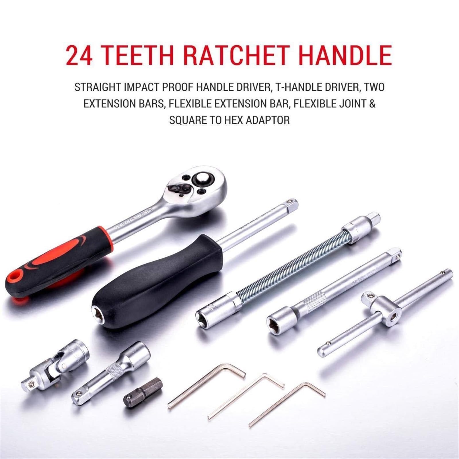Zestaw Narzędzi Walizka na Narzędzia 46PC 1/4" Napęd Grzechotkowy Klucz Nasadowy Gwiazda Hex Torx Bity Z Pudełkiem Do Przechowywania Naprawy Samochodów Wszechstronny
