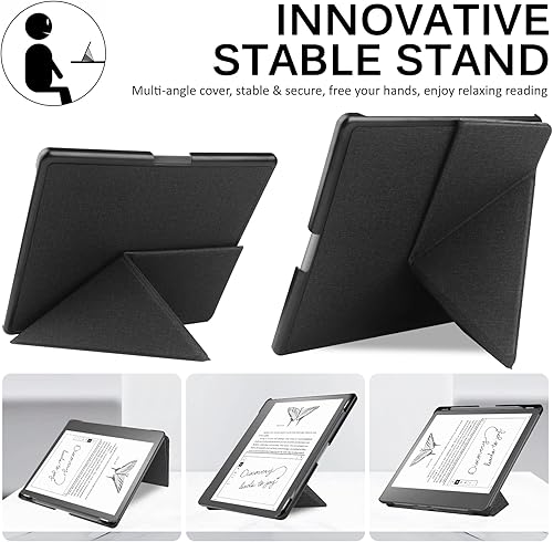 Miniatura 3 de Miimall Funda compatible con Kindle Scribe 2022, piel sintética de alta calidad, con función de encendido/apagado automático y múltiples ángulos