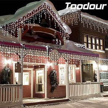Toodour Christmas Icicle Lights Outdoor, 360 LED 29.5ft 8