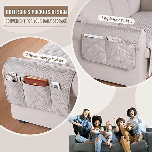 Miniatura 5 de TAOCOCO Fundas de sofá impermeables para mascotas y perros con respaldo antideslizante, fundas de asiento de sofá con bolsillo lateral para sofá de