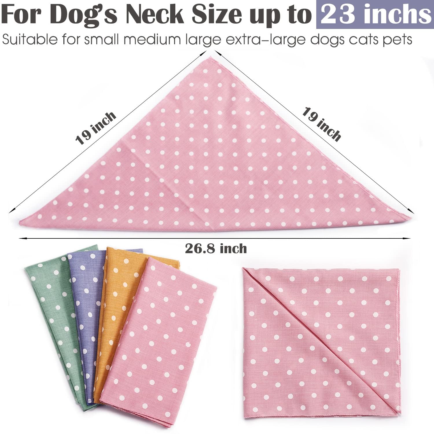 4PCS Dog Bandana for Small Medium Large Dogs Summer Dog Bandana Cat Dog Kerchief Dog Triangle Bibs Scarf Adjustable and Washable Dogs Decoration Accessories for Dog Cats Puppy (Polka dot scarf) - Image 2