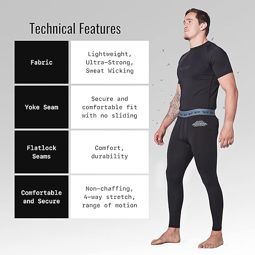 Vista 5 de Elite Sports Leggings BJJ Spats para hombre, los mejores pantalones de compresión Jiu Jitsu MMA sin Gi Spat para hombre