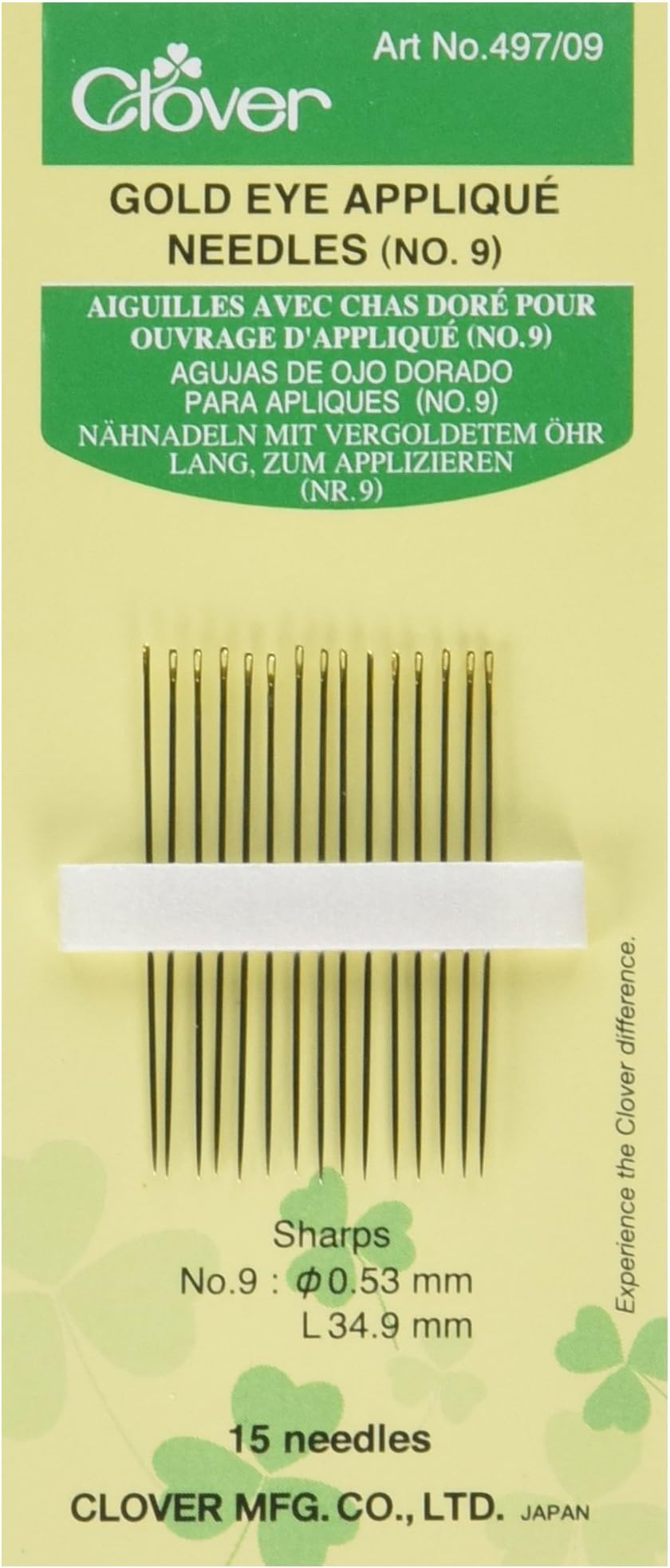 Gold Eye Applique Needles - Size 9 15/Pkg