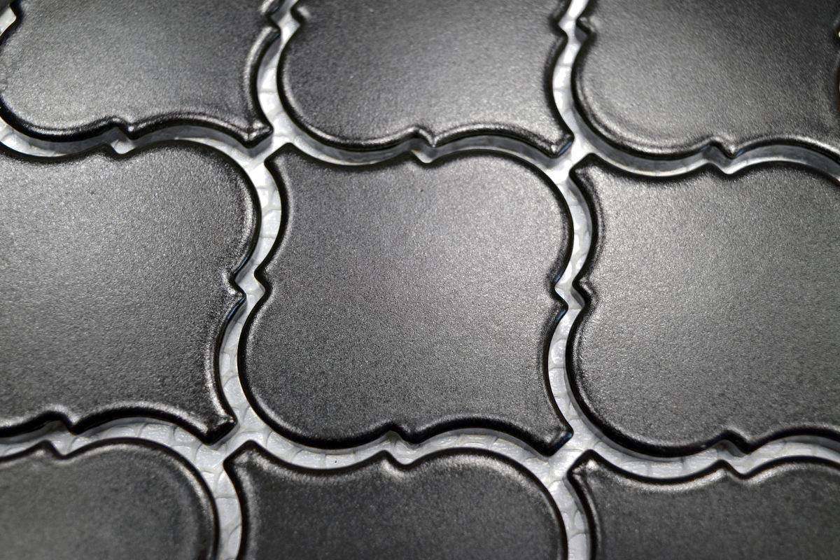 Piastrelle di ceramica Stile vintage Motivo floreale nero opaco 10 fogli