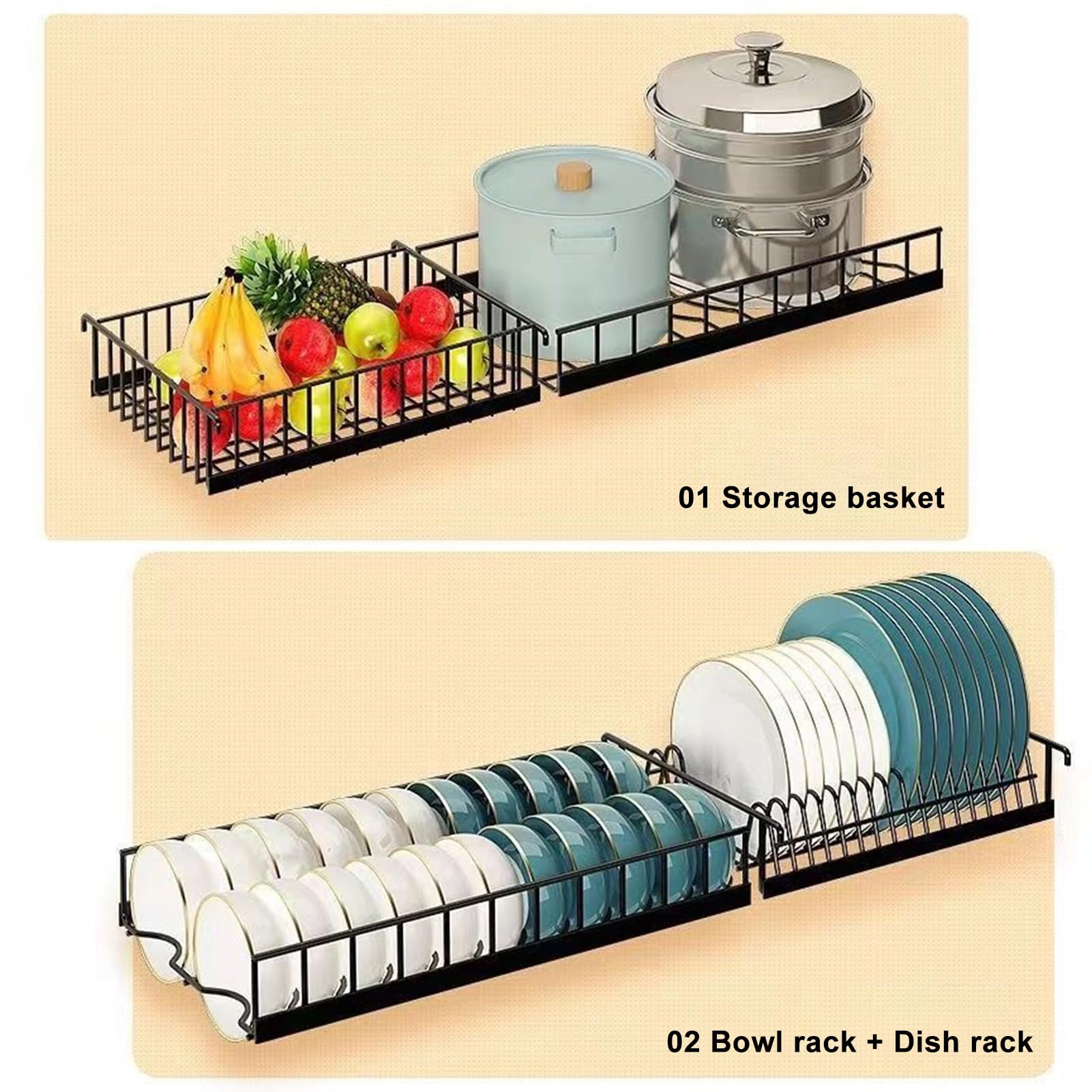 Escurridor de platos sobre el fregadero, escurridor de platos grandes, para fregaderos, estantes para fregaderos de cocina, estantes de secado para encimera de cocina, estante de 2 niveles