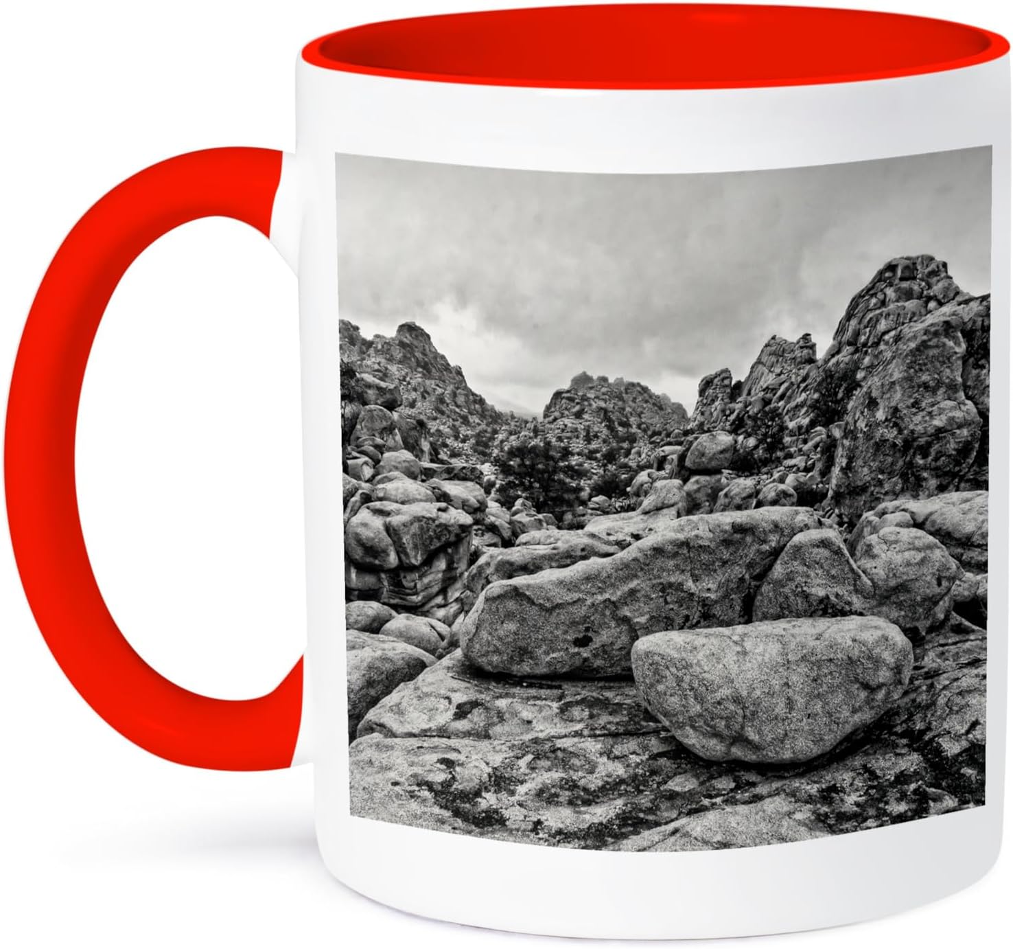 Hidden Valley at Joshua Tree Two Tone Mug, Ceramic, Black/White/Red, 10.16 x 7.62 x 9.52 cm Printed Coffee and Tea Ceramic Mug- 320 ML Ceramic Coffee Mug 4725