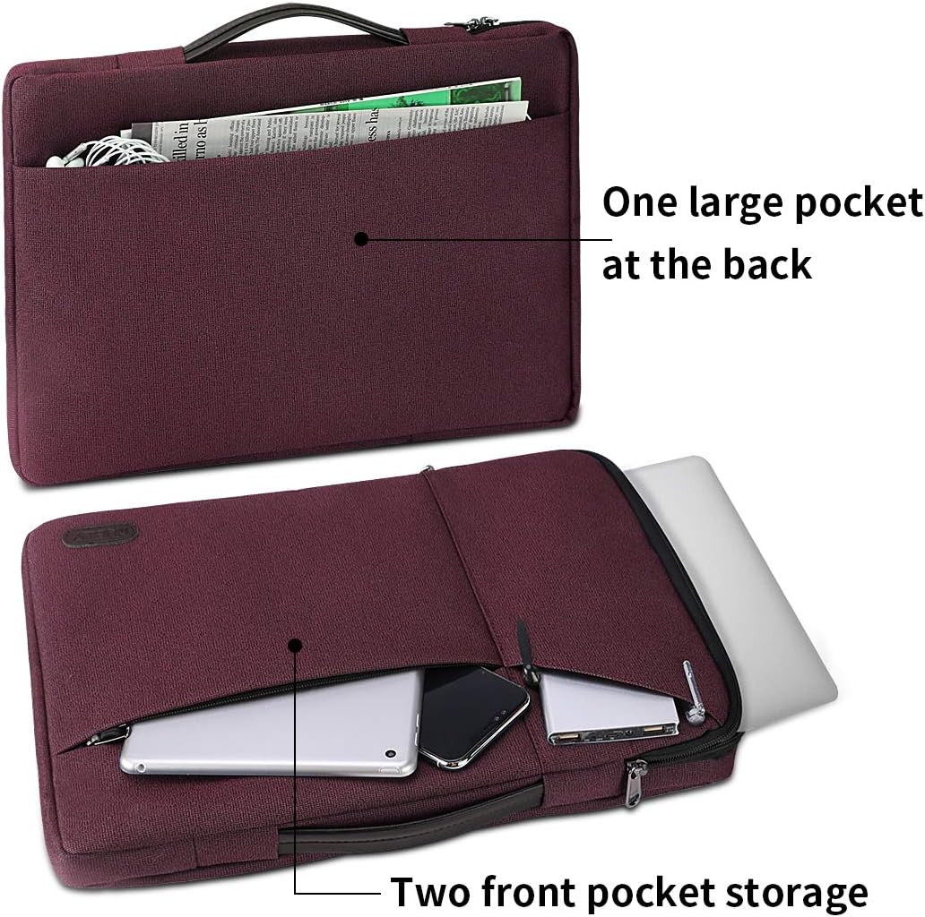 15-15.6 Inch Laptop Sleeve Case Waterproof 360 Protective Laptop Sleeve Bag Work Business Computer Case for 15.6 Inch MacBook Air/Pro Notebook Portable Handle Laptop Bag,Wine Red
