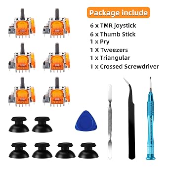 HGamyox TMR Electromagnetic Joysticks Replacement for DualSense PS5 Controller, 3D Analog Joysticks Thumbsticks with Screwdriver for Playstation 5 Repair Part Tool Kit