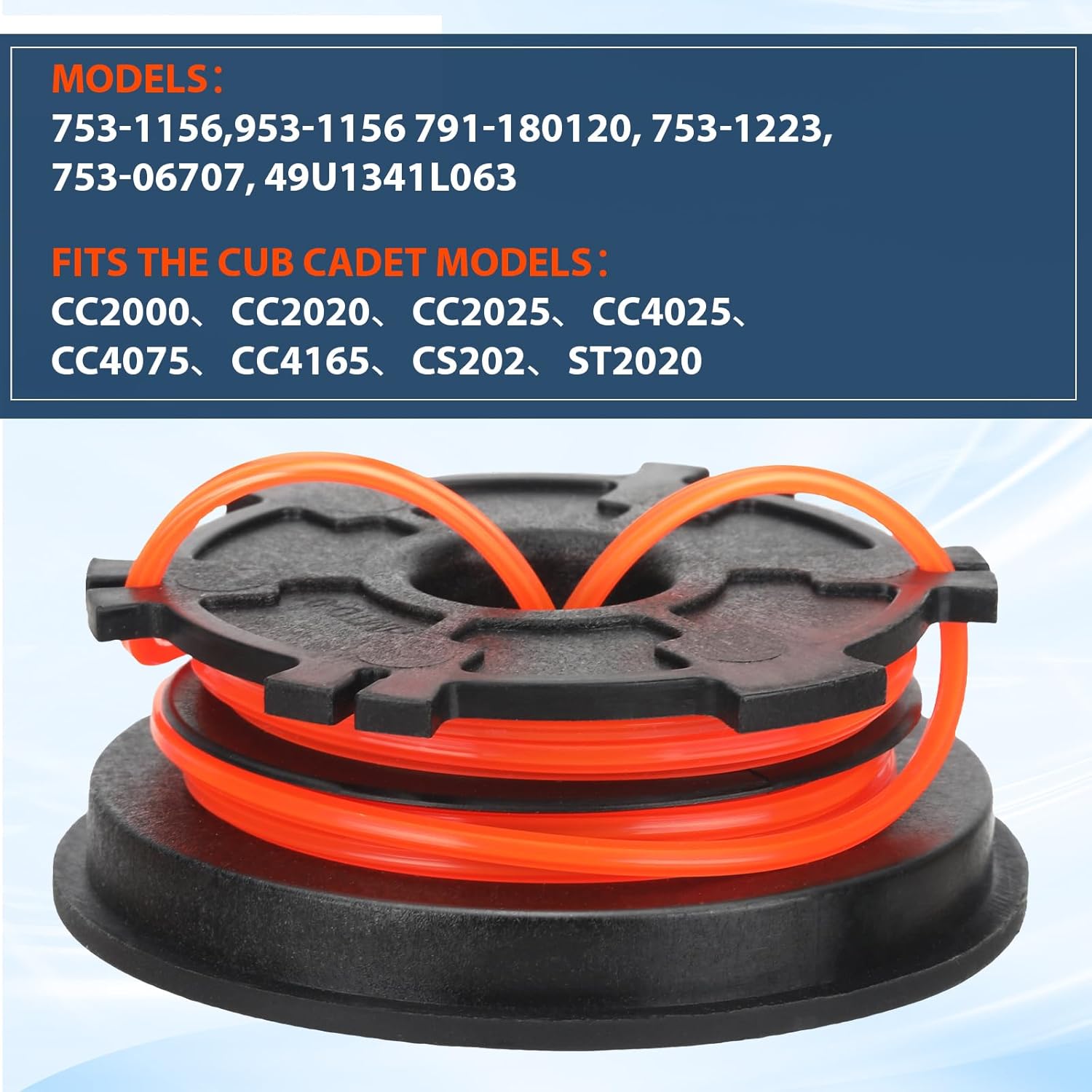 753-1156 Line Assembly 0.095" 18Ft Compatible with MTD MPN 791-180120 753-1223 953-1156 753-1156 753-06707 49U1341L063 Troy-Bilt Remington Trimmer, Replacement Round Line Cartridge (4Pack)