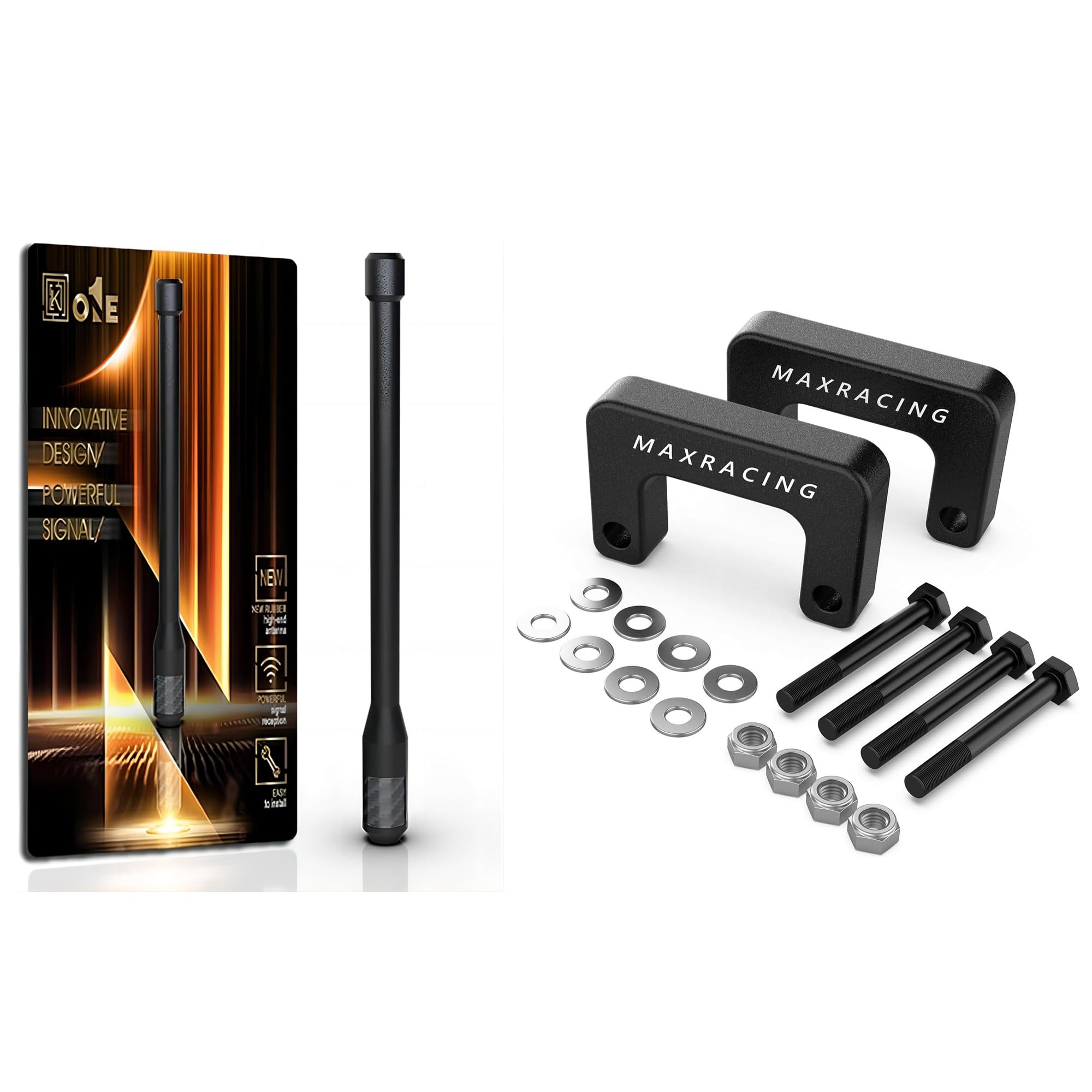 𝐍𝐄𝐖 KEYO1E Carbon Fiber Antenna Compatible with Chevy Silverado 1500 and Maxracing 2.5" Front Leveling Kit Compatible with Chevy Silverado1500