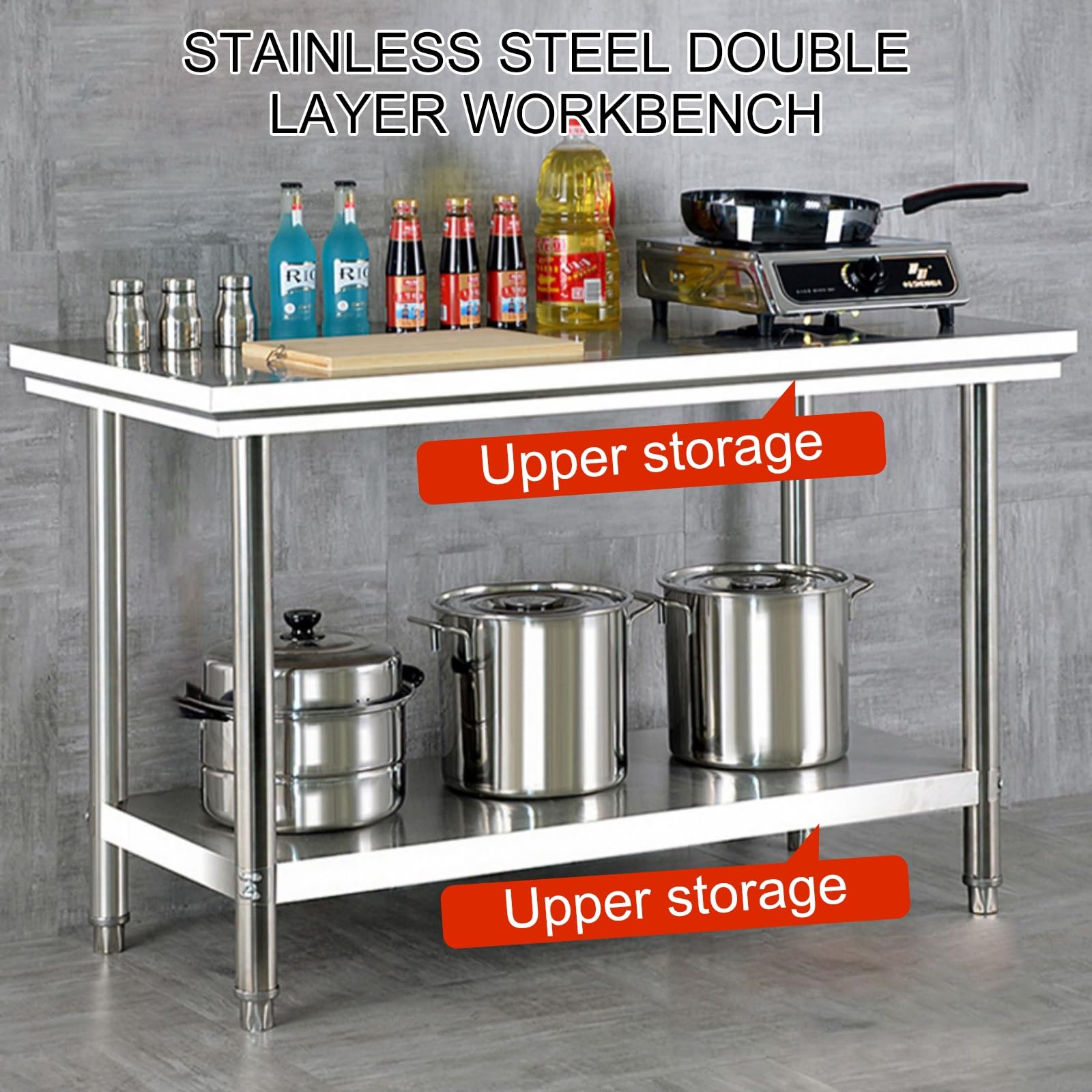 Mesa de trabajo de acero inoxidable resistente para cocina comercial, restaurante, garaje o patio trasero, estación de preparación de alimentos duradera de 31.5 x 19.6 pulgadas, ideal para chefs y