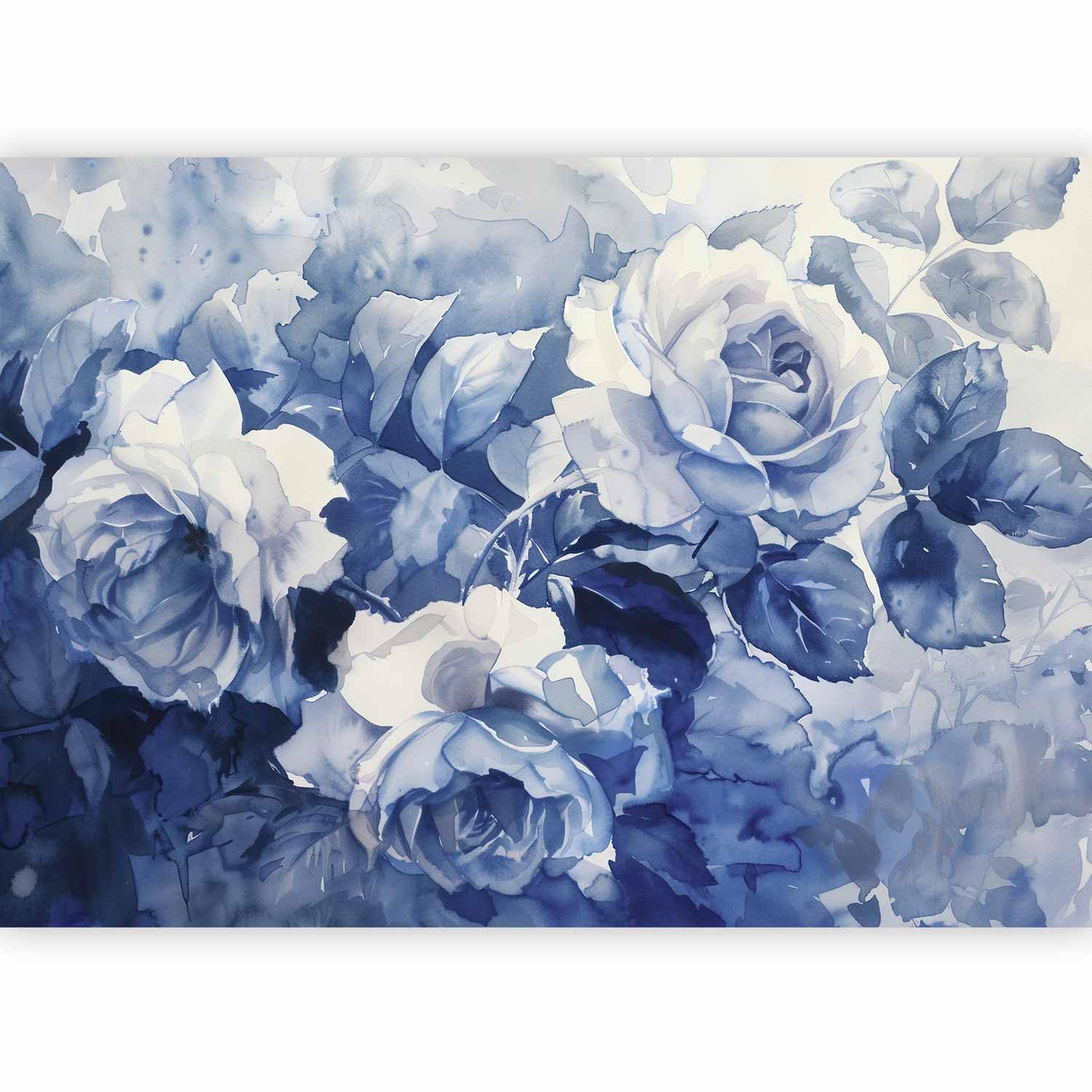 murando - Mural Wallpaper Retro 150x105 cm / 60"x42" Non-Woven Premium Art Print Fleece Wall Mural Decoration Poster Picture Design Modern - Garden Plant Blue White Flowers b-H-10087-a-a