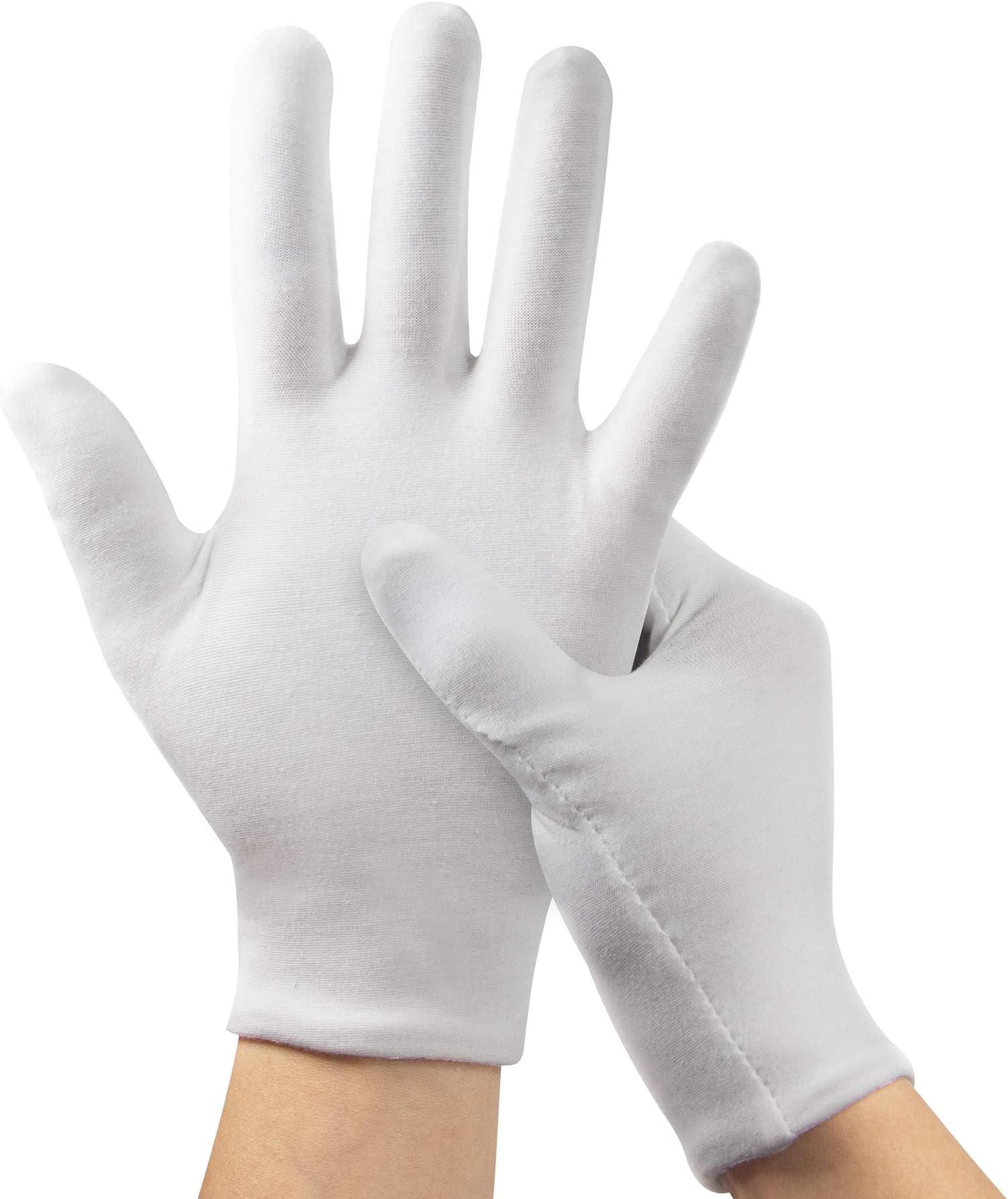 5Pairs(10Pcs) Moisturizing Gloves Overnight, Cotton Gloves for Dry Hands Eczema,White Cotton Gloves for Men and Women,Washable SPA Cotton Inspection Gloves, One Size Fit Most Cloth Gloves