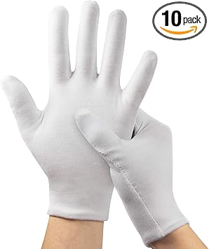 5Pairs(10Pcs) Moisturizing Gloves Overnight, Cotton Gloves for Dry Hands Eczema,White Cotton Gloves for Men and Women,Washable SPA Cotton Inspection Gloves, One Size Fit Most Cloth Glovesâ€¦