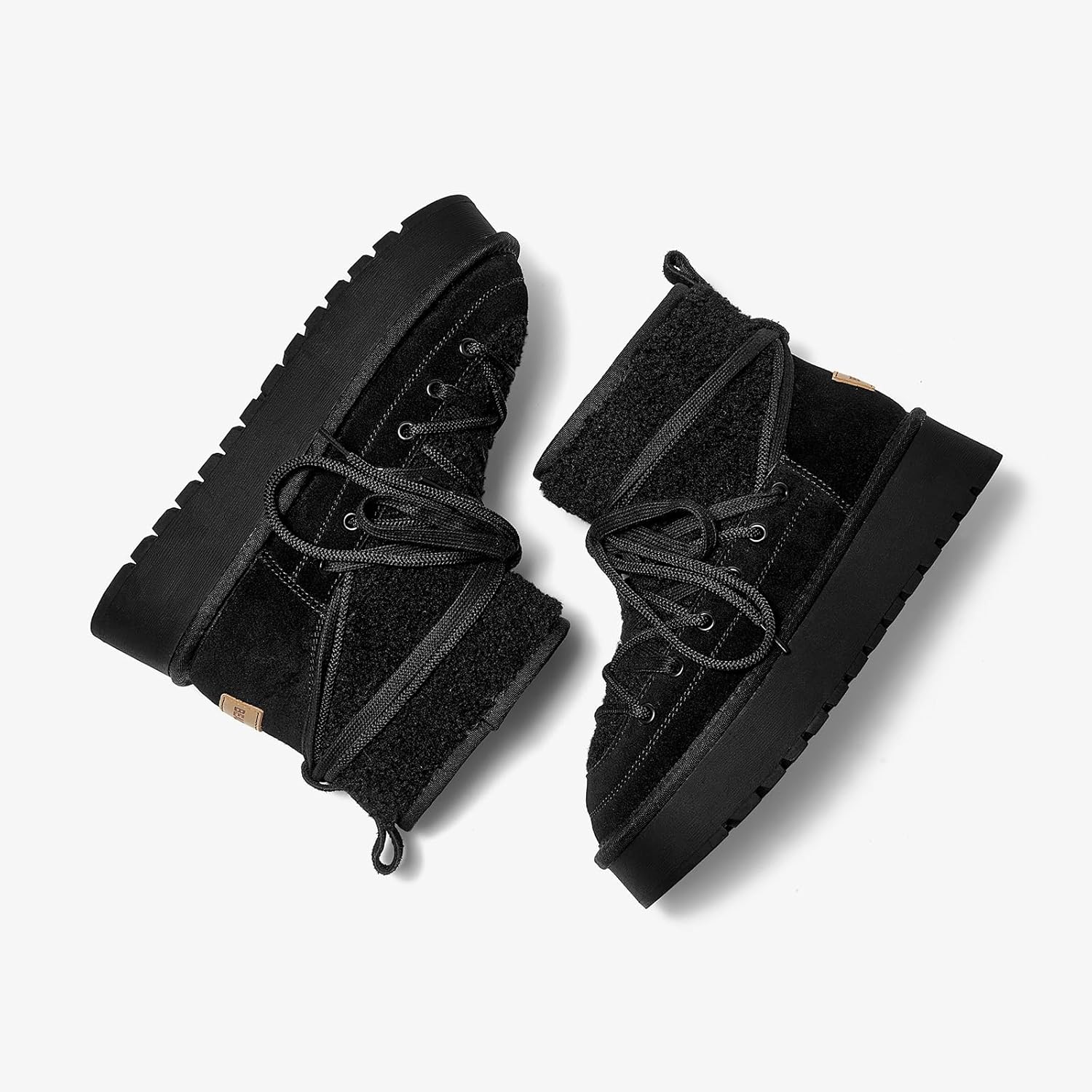 BEAU TODAY Snow Boots for Women, Platform Anti-Slip Winter Booties, Warm Fur Lace Up Round Toe Ankle Boots for Women, Comfort Faux Fur Outdoor Walking Boots - Image 7