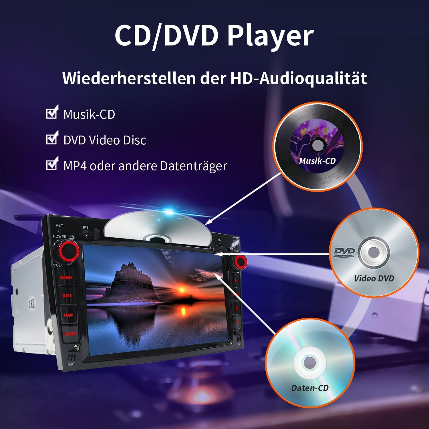 Android Autoradio mit CarPlay für Opel Corsa D/Astra H/Zafira B/Corsa C/Vectra C [Android 14.0, 4+64GB, 2 DIN, 2.0GHz], Touchscreen Bluetooth Navi/WiFi, Lenkradsteuerung, Mirrorlink, DVD