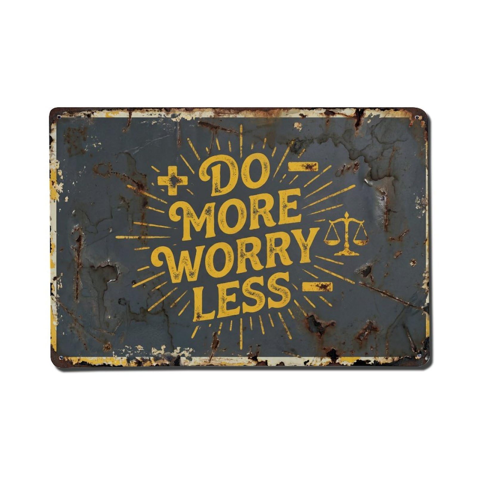 Do More Worry Less Office Retro Motivational Slogans Vintage Metal Tin Sign Wall Decor for Cafe, Club, Garden Metal Poster 8x12Inch