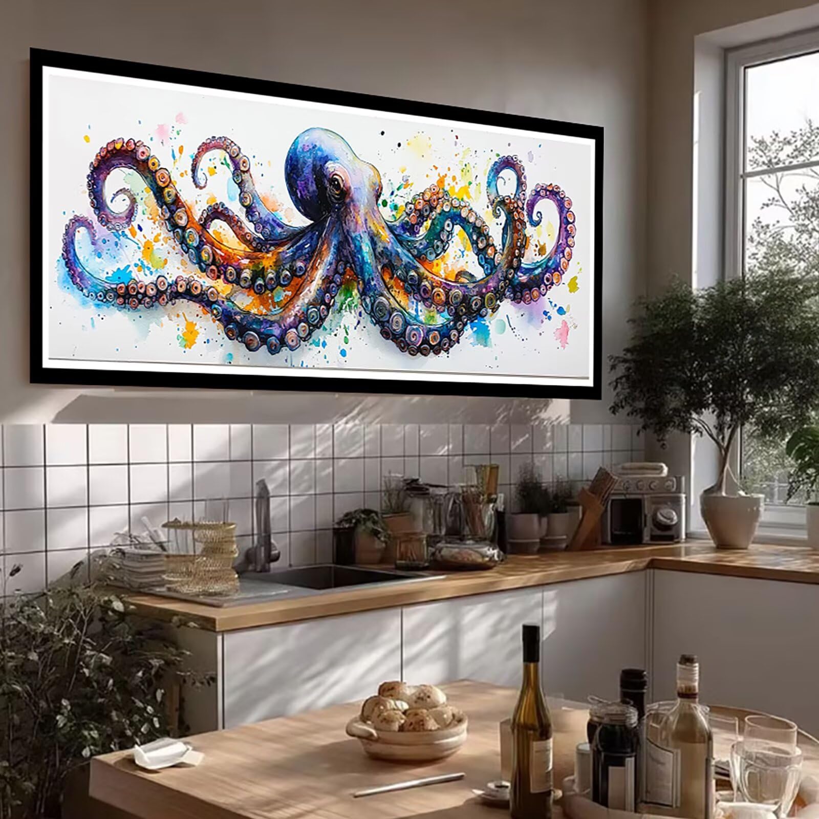 5D DIY ośmiornica diamentowy obraz duży rozmiar 80 x 240 cm, diamentowe malowanie dorosłe zwierzę, malowanie diamentowe haft ścieg krzyżykowy kryształ górski kreatywny zestaw do dekoracji wnętrz TU0N