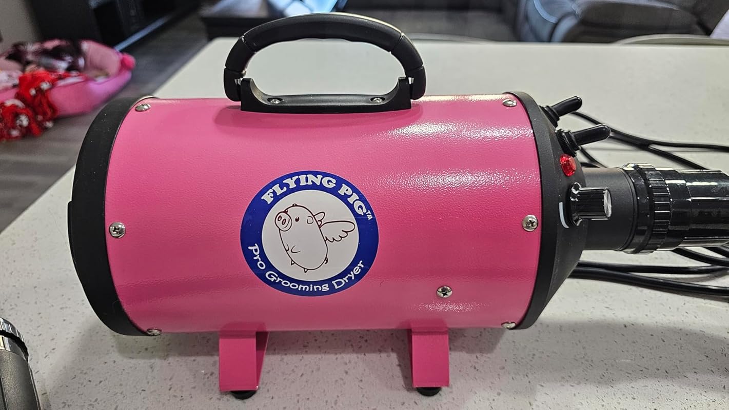 Flying Pig High Velocity Dog Pet Grooming Dryer w/Heater (Model: Flying One, Purple) Review Image