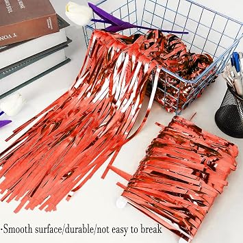 2pcs 3.2ft x 6.5ft Foil Fringe Curtain Door Curtains, Metallic Tinsel Curtains Streamers for Birthday Graduation Wedding Engagement Bridal Shower Bachelorette Holiday Party Decoration (Red)