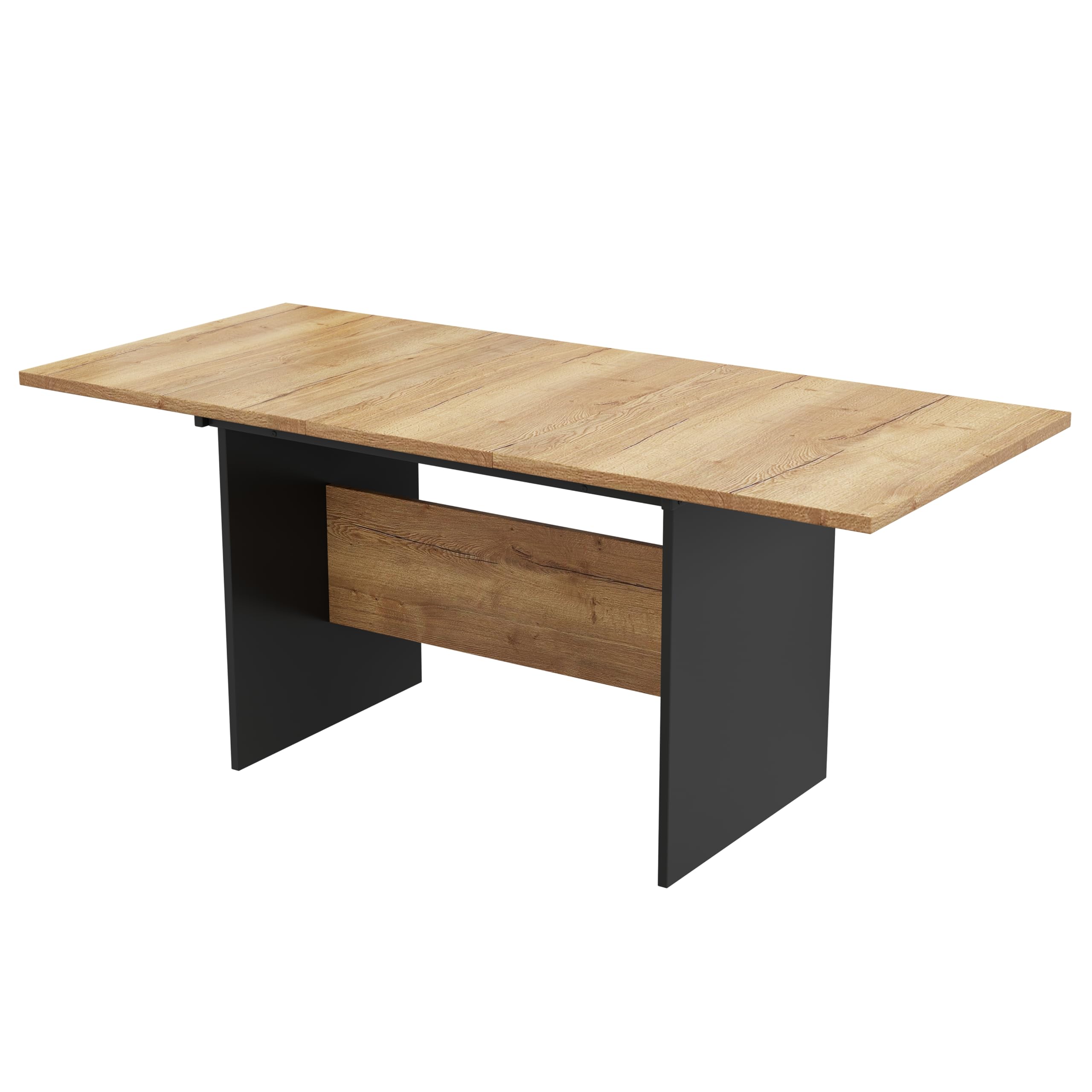 Lexiou Mesa de comedor extensible 140/180 x 80 cm, grano de madera rectangular, natural, ampliable en estilo minimalista