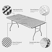 Vista 6 de OutdoorLines Mantel de vinilo ajustable para mesa de picnic con fundas de banco, mantel elástico impermeable para mesa de picnic