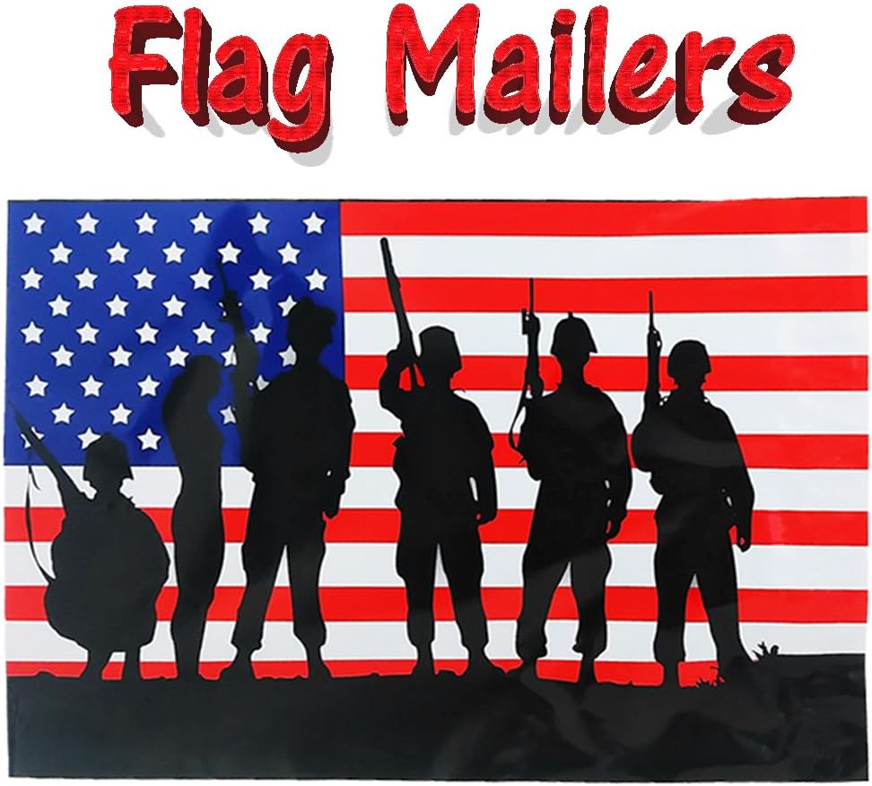 10x13 Soldiers Poly Mailers, Designer Shipping Bag Custom Boutique Envelopes, Red White and Blue Flag Military Plastic Mailers (400)