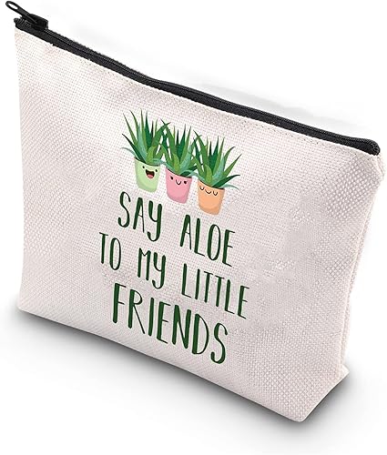 Bolsa de maquillaje para amantes de las plantas, para jardinero, plantas suculentas, plantas locas, regalos para damas, diga aloe a mis pequeños