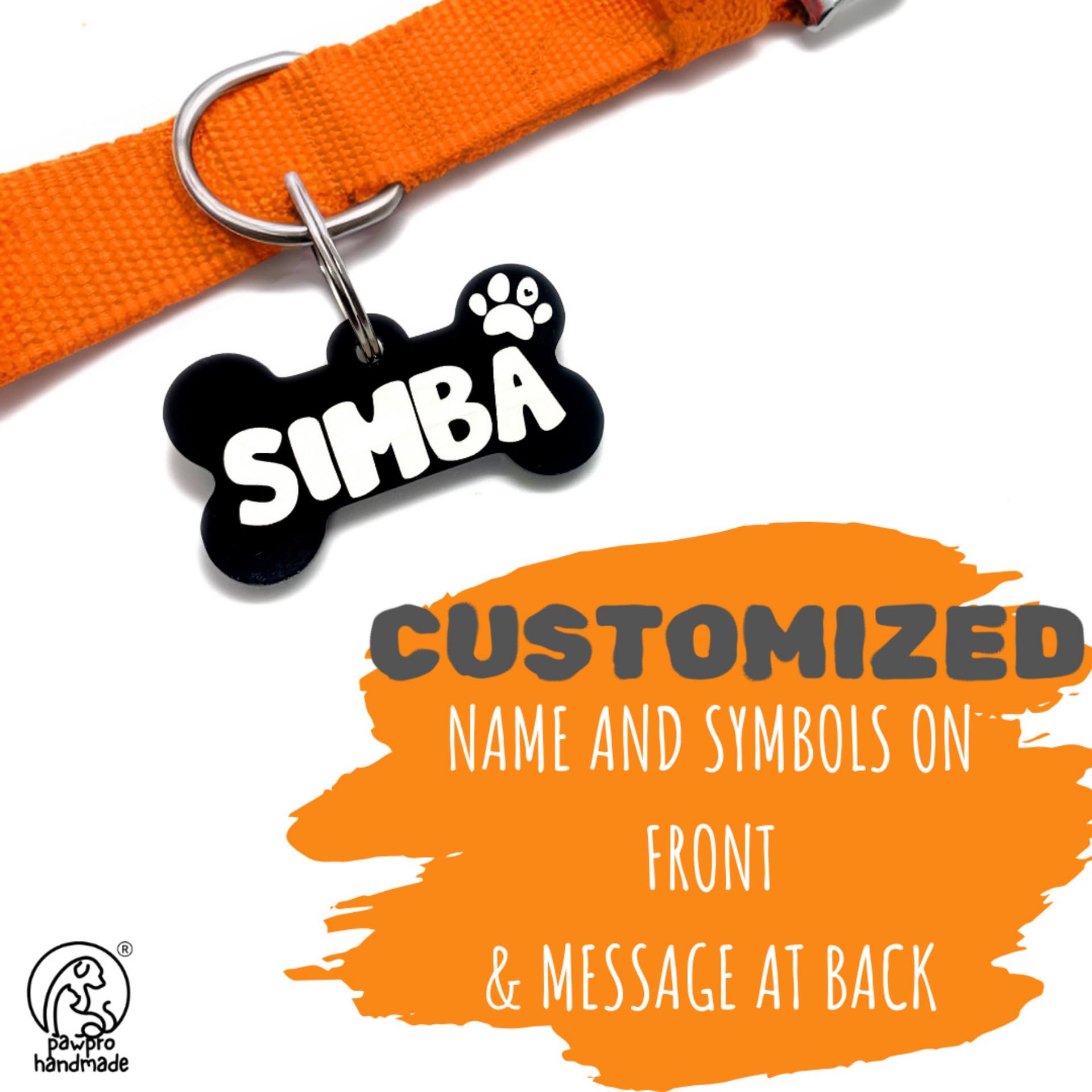 PAWPRO HANDMADE Naylon Dog Collar Belt with Customizable Dog Name Tag Soft Comfy Pet Collar (Sunset, Medium)